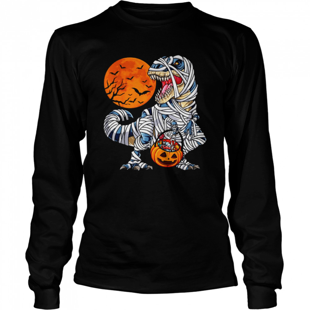 Halloween Horror Nights s Dinosaur T Rex Mummy Pumpkin shirt Long Sleeved T-shirt
