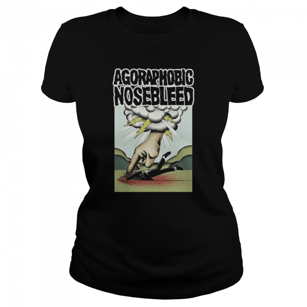 iconic design rock band agoraphobic nosebleed shirt classic womens t shirt