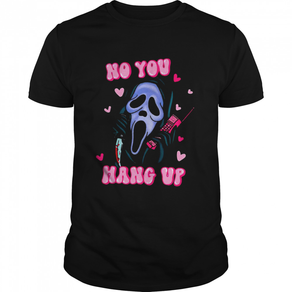 No You Hang Up Funny Halloween Ghostface Scream Horror Movie Heart shirt Classic Men's T-shirt