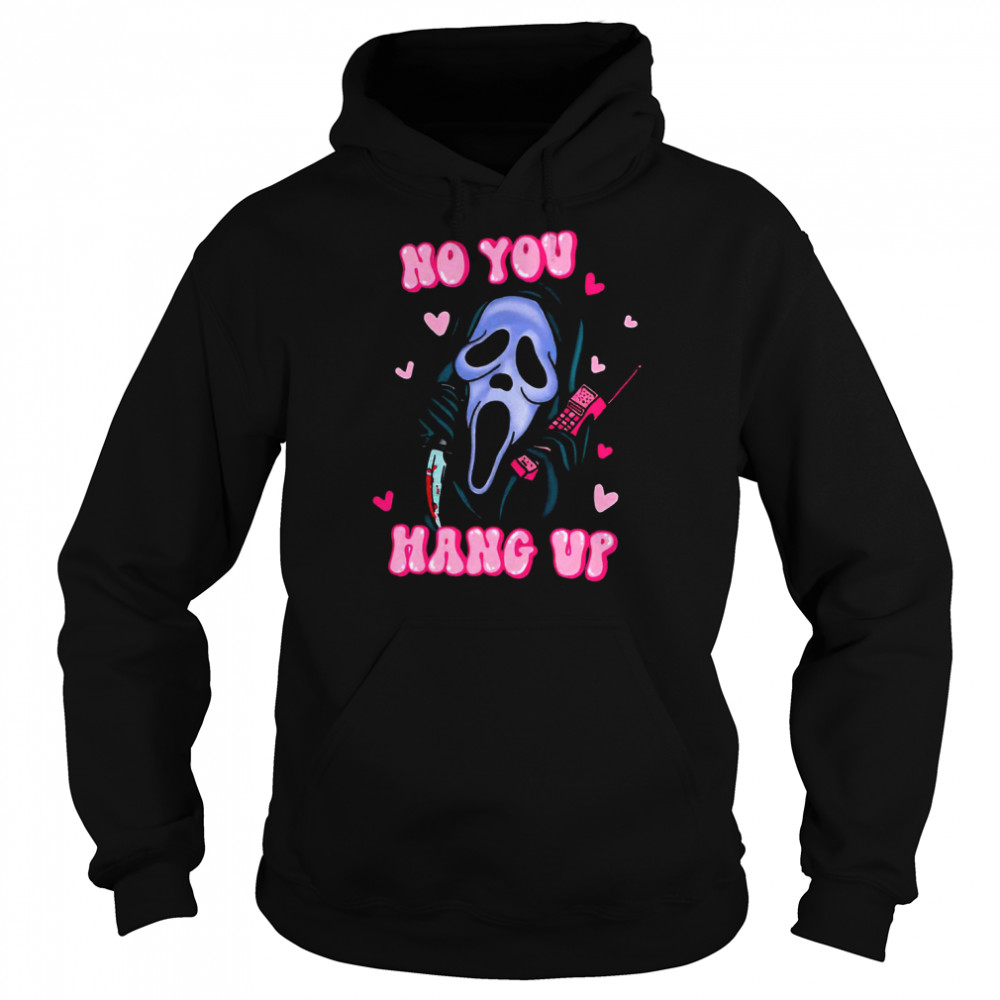 no you hang up funny halloween ghostface scream horror movie heart shirt unisex hoodie