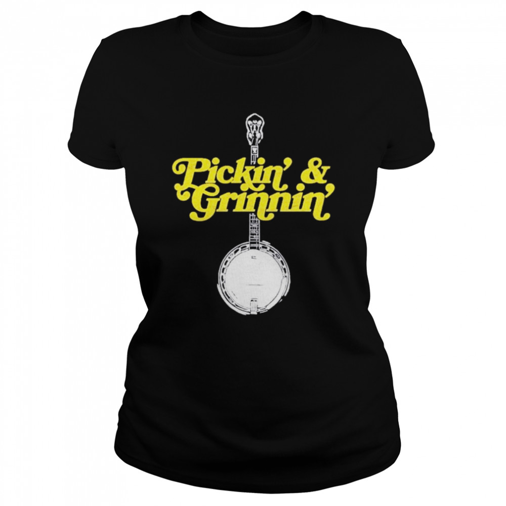 Pickin’ & grinnin’ mountain sun & banjo bluegrass shirt Classic Women's T-shirt