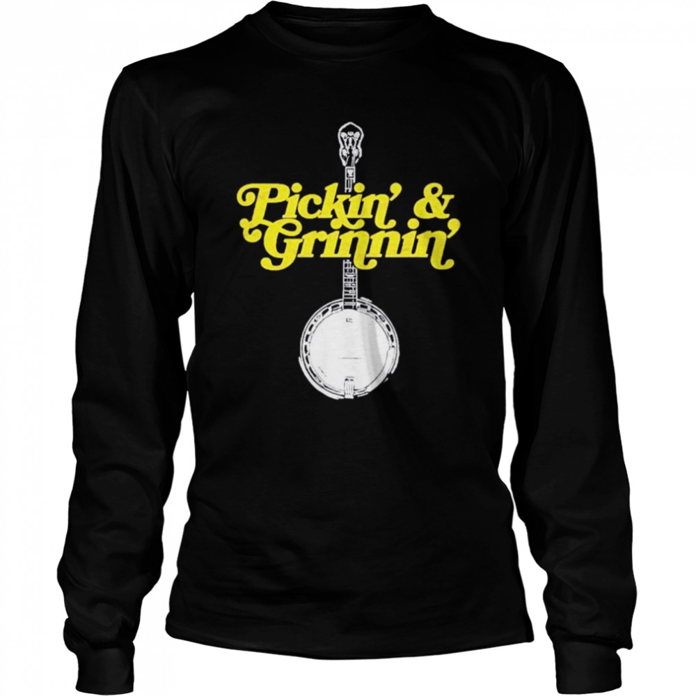 Pickin’ & grinnin’ mountain sun & banjo bluegrass shirt Long Sleeved T-shirt