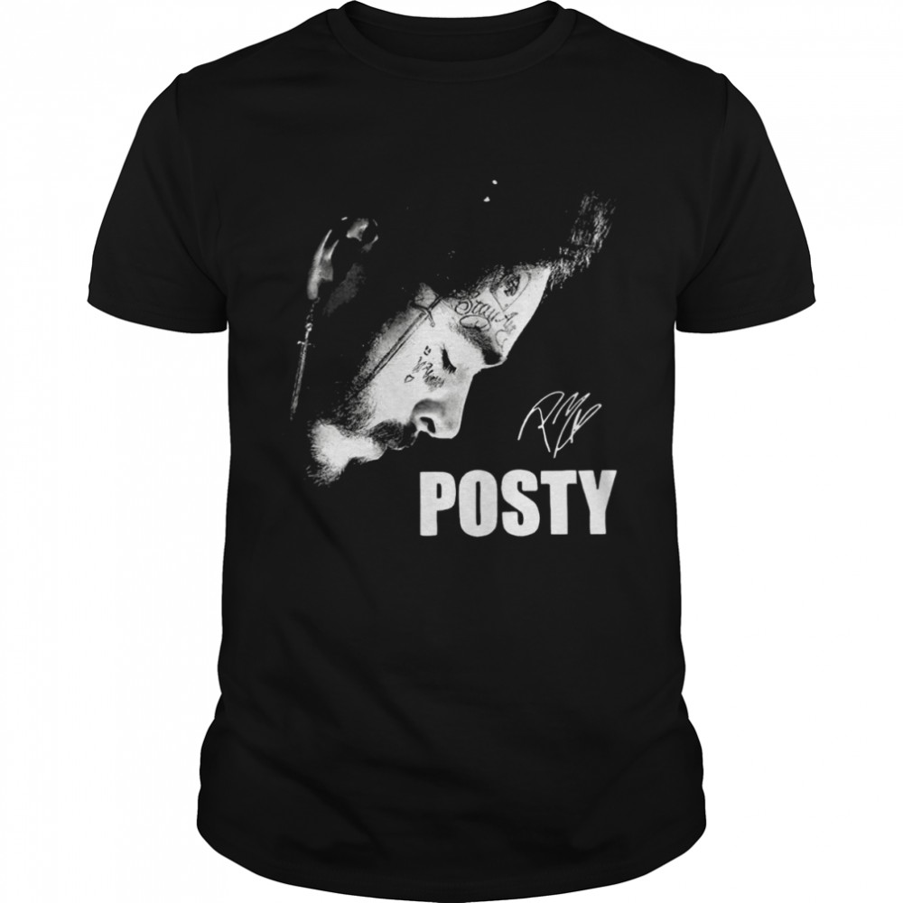 Posty Post Malone Signed Vintage shirt Classic Men's T-shirt