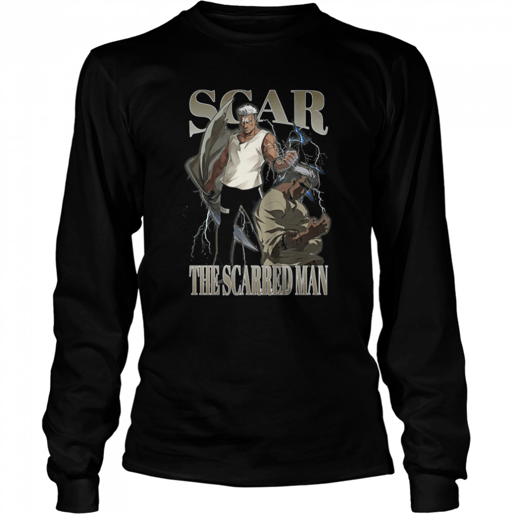 Scar Homage Anime Fullmetal Alchemist The Scared Man Bootleg Anime Vintage 90s shirt Long Sleeved T-shirt