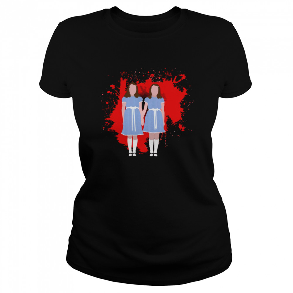 shining twins horror film halloween blood bath shirt classic womens t shirt