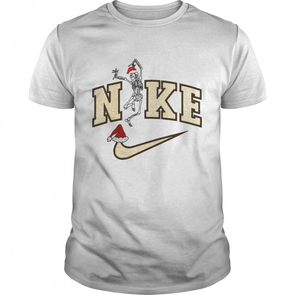 Skeleton Dancing Happy Halloween and Christmas nike shirt