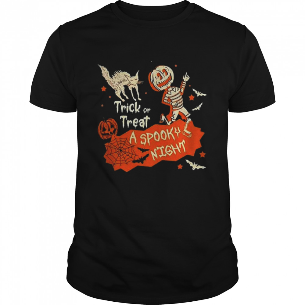 Spooky Halloween Horror Nights Trick R Treat Skeleton Pumpkin Shirt