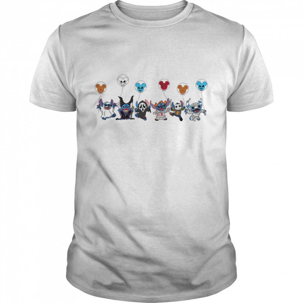 Stitch Halloween Disneyland Horror Film Characters X Stitch Halloween Party shirt