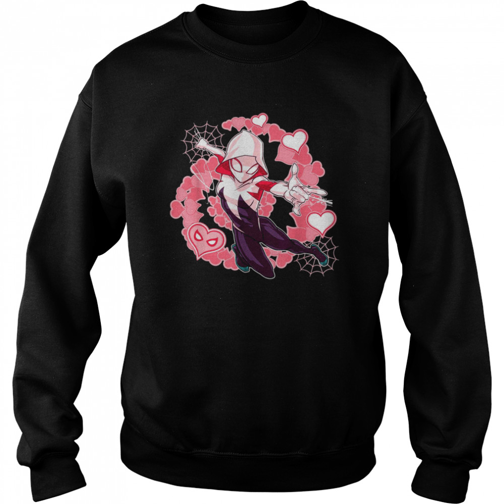 the spider verse gwen stacy hearts home coming marvel avengers shirt unisex sweatshirt