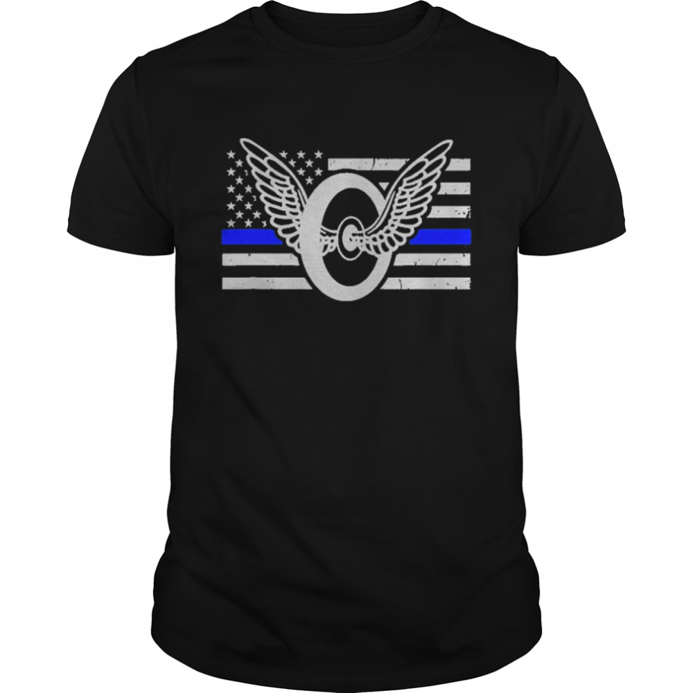 Thin Blue Line Flag Motorcycle Cop  Classic Men's T-shirt