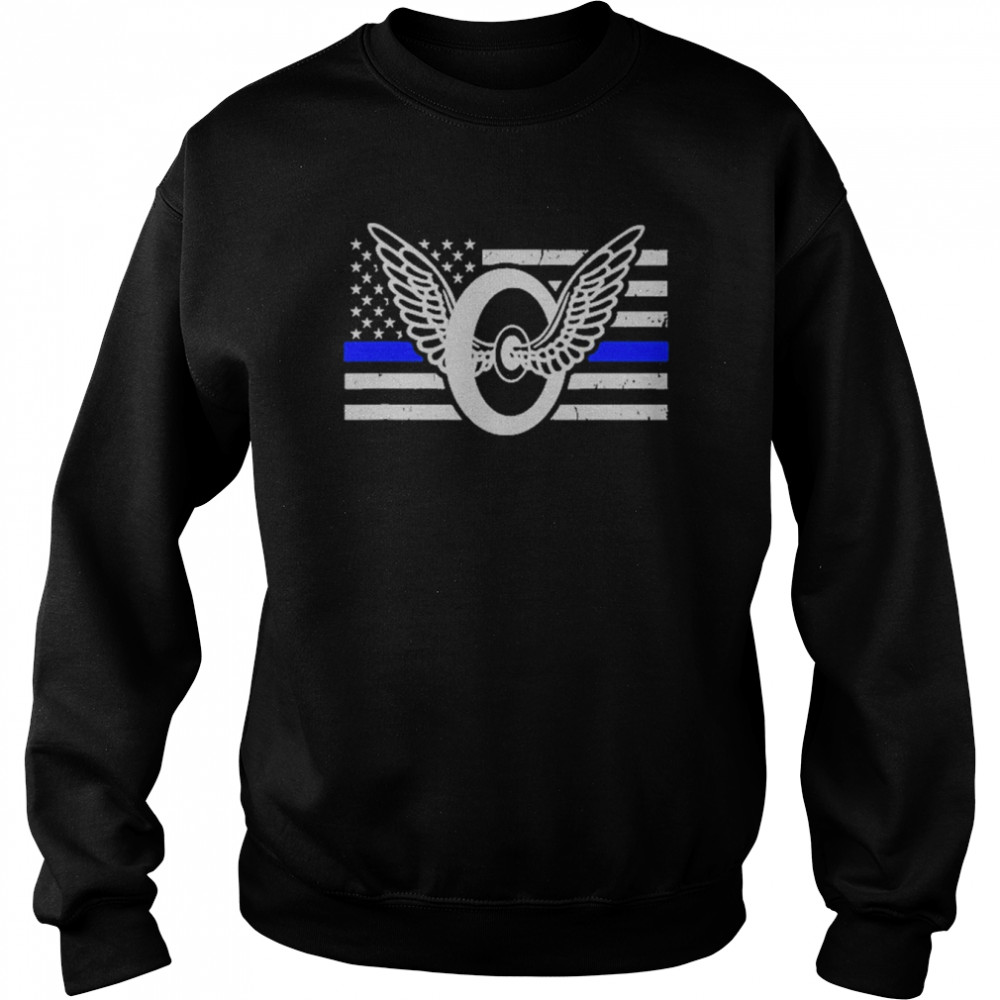 thin blue line flag motorcycle cop unisex sweatshirt