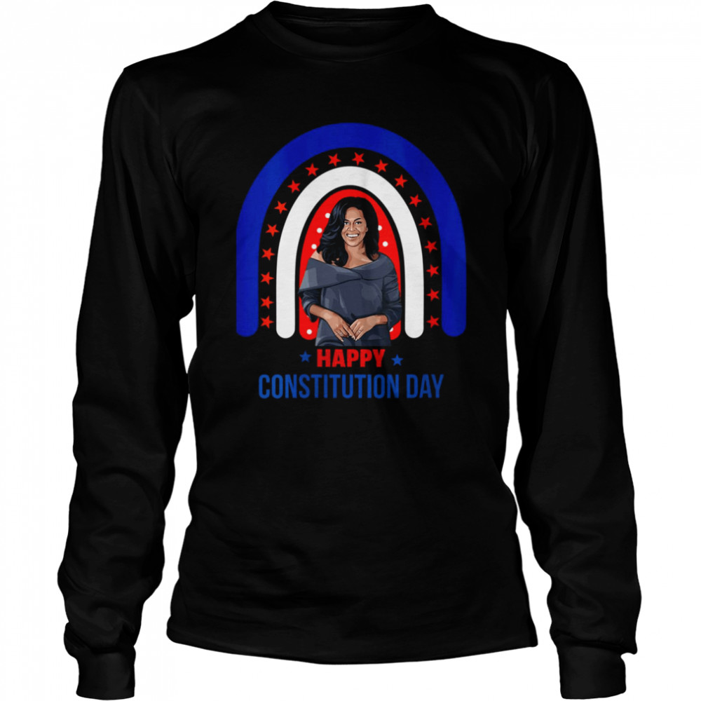 Womens Michelle Obama Constitution Day Women Melanin Queen T  Long Sleeved T-shirt