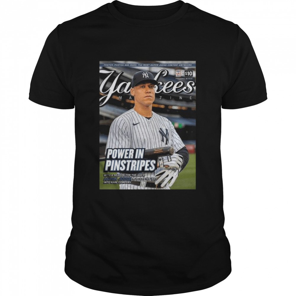 aaron judge on yankees magazine power in pinstripes essential shirt