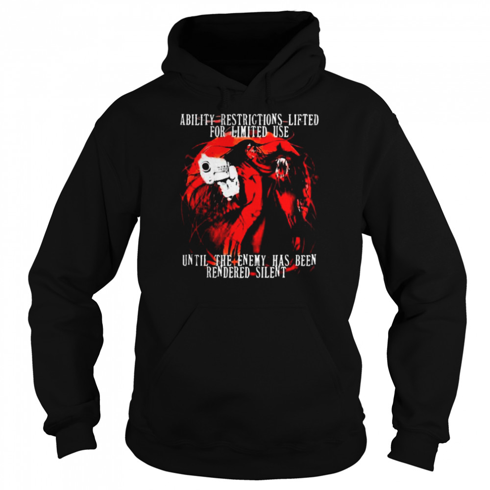 Ability restrictions lifted for limited used until the enemy has been rendered silent anime shirt Unisex Hoodie