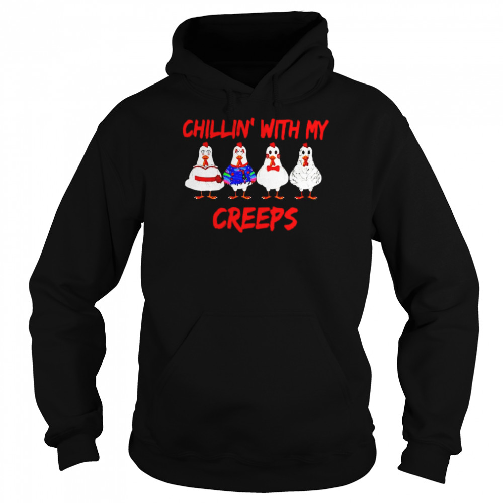 chicken Halloween chilling with my creeps shirt Unisex Hoodie