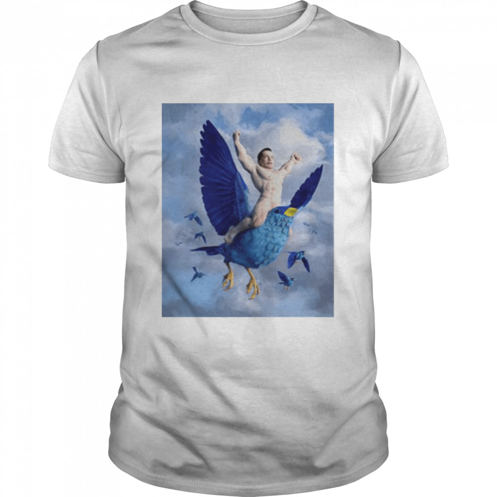 elon Musk ridding Twitter bird shirt Classic Men's T-shirt
