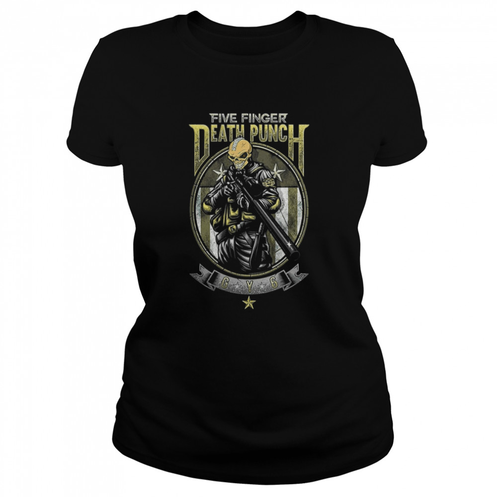 Five Finger Death Punch Concert Pistols Green Cracked shirt Classic Women's T-shirt