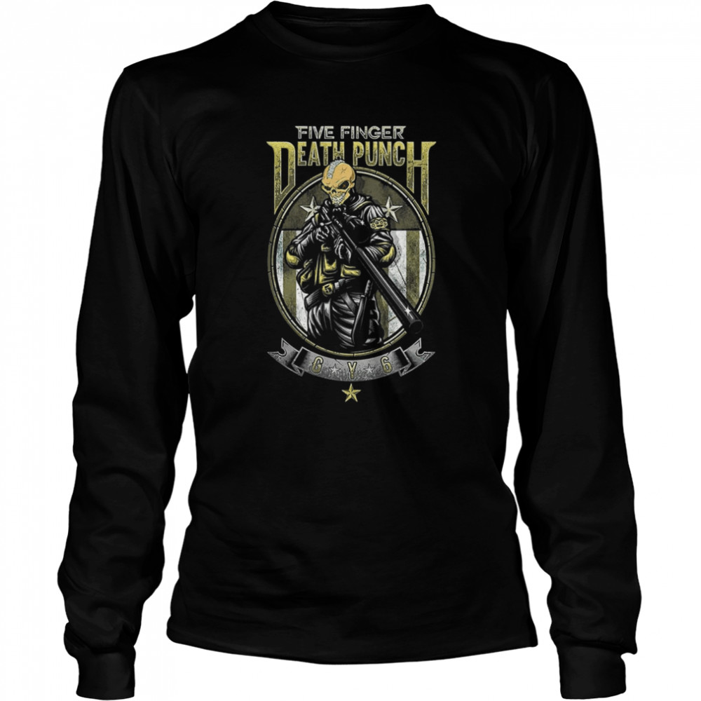 Five Finger Death Punch Concert Pistols Green Cracked shirt Long Sleeved T-shirt