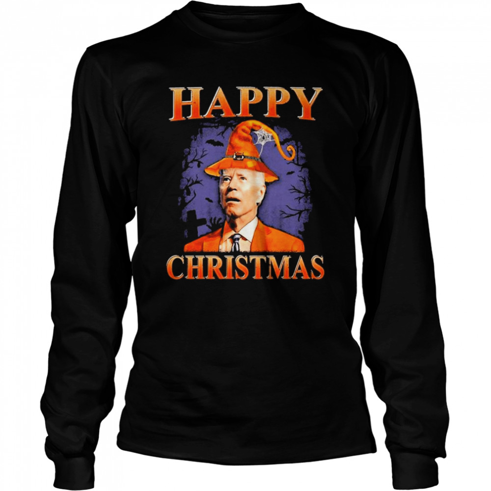Halloween Joe Biden Witch Hat Happy Christmas shirt Long Sleeved T-shirt