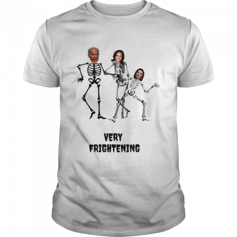 Joe Biden and Kamala Harris and Pelosi Skeleton very frightening Halloween shirt Classic Men's T-shirt