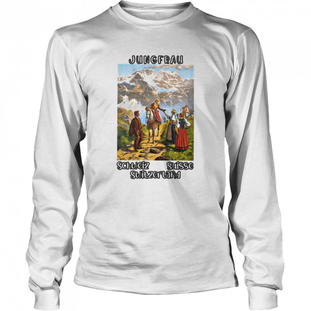 Jungfrau Panoramic Vintage Travel Switzerland shirt Long Sleeved T-shirt
