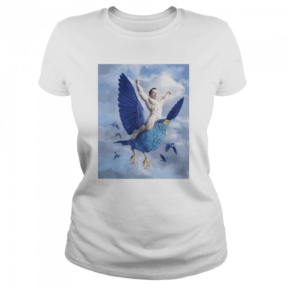 musk ridding twitter bird art shirt classic womens t shirt