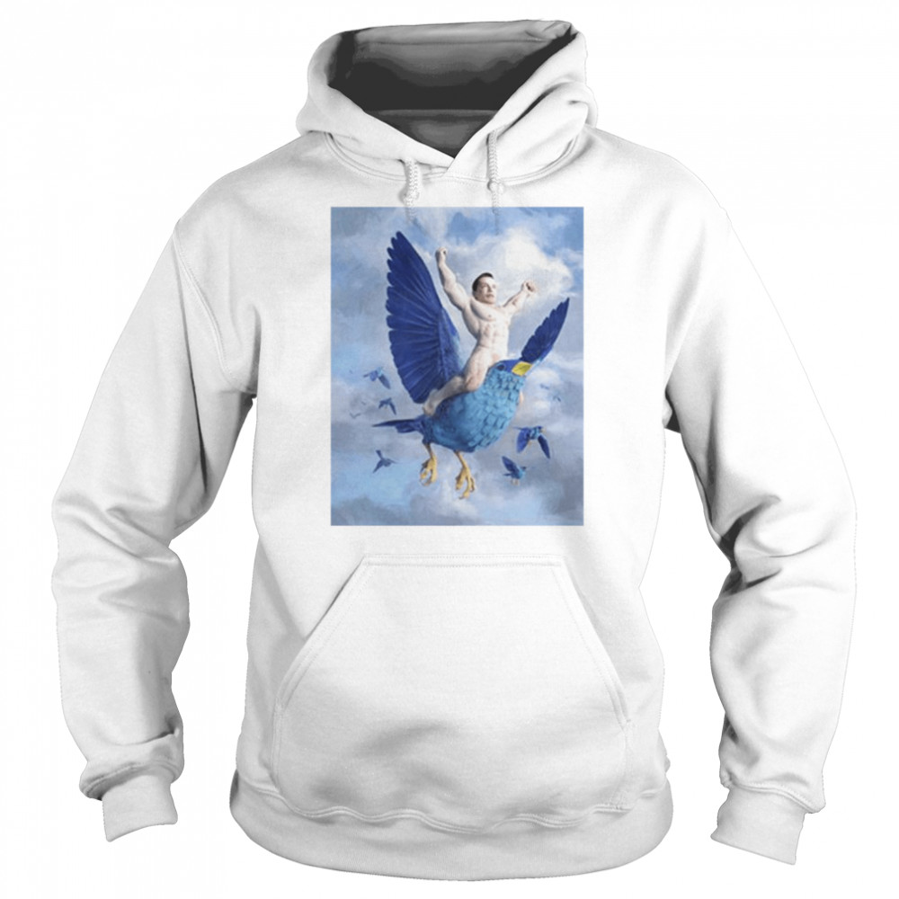 Musk Ridding Twitter Bird Art shirt Unisex Hoodie