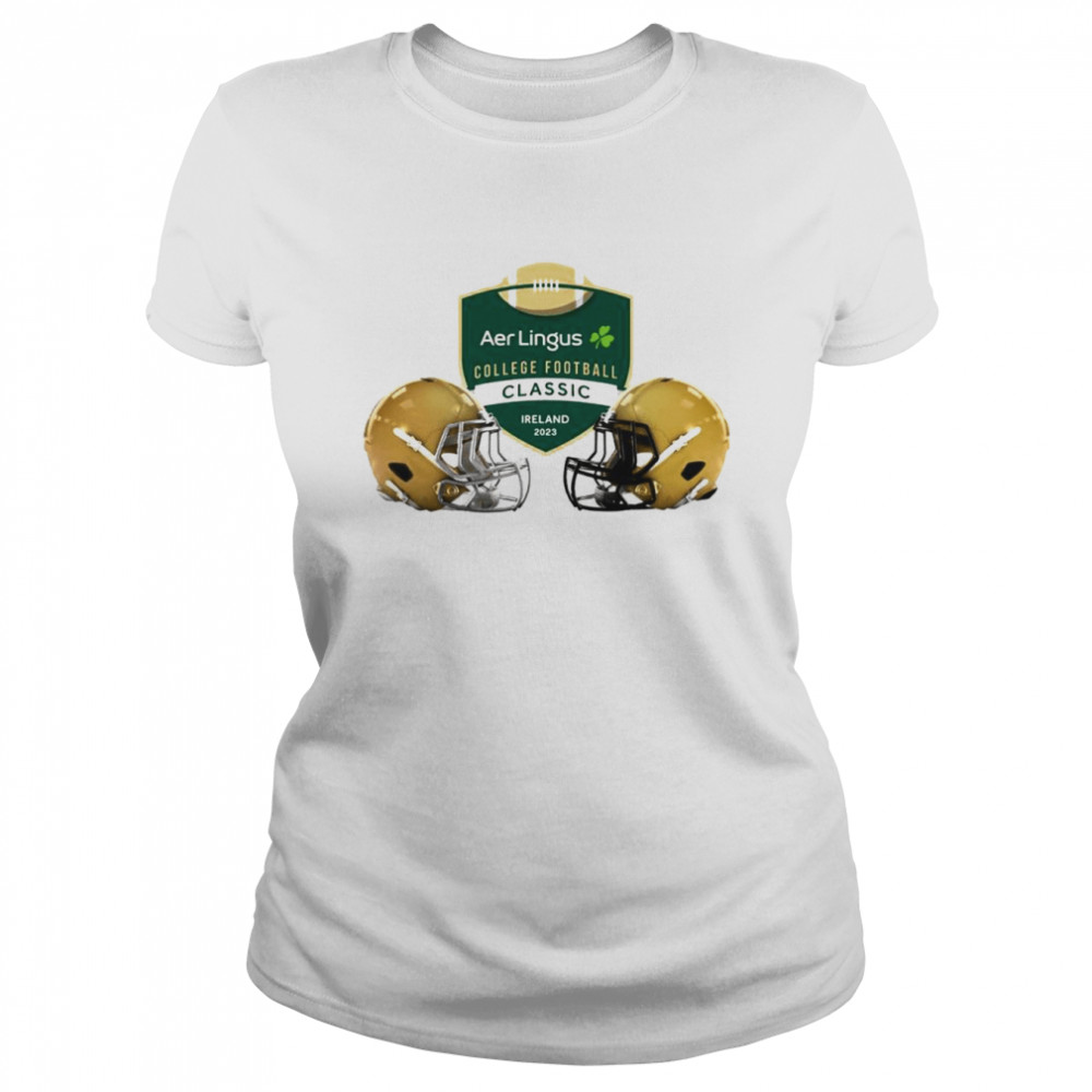 notre dame helmet aer lingus college football classic ireland 2023 shirt classic womens t shirt