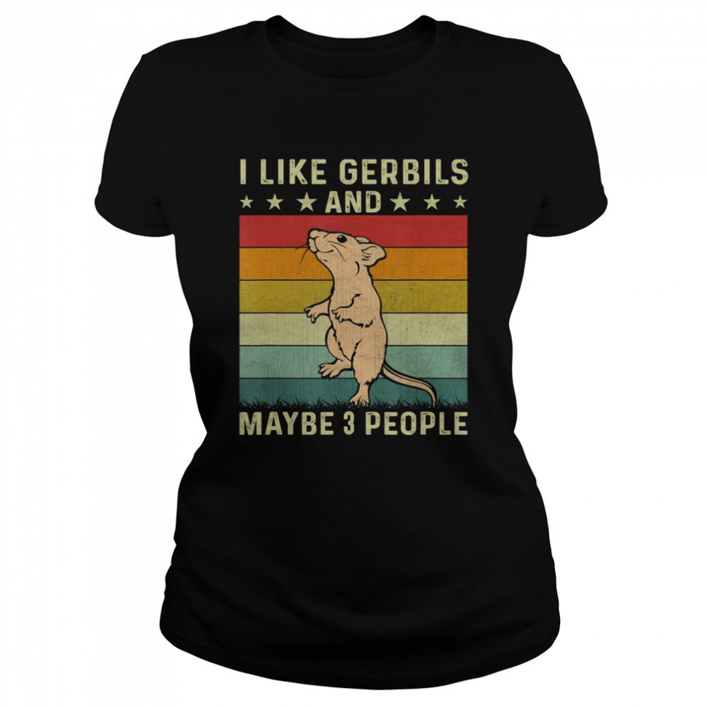 Retro 60s 70s Gerbil I Like Gerbils And Maybe 3 People shirt Classic Women's T-shirt