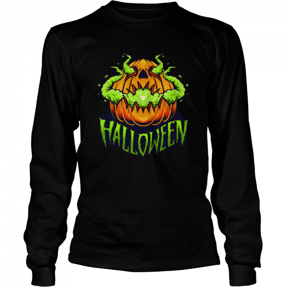 scary pumpkin head shirt long sleeved t shirt