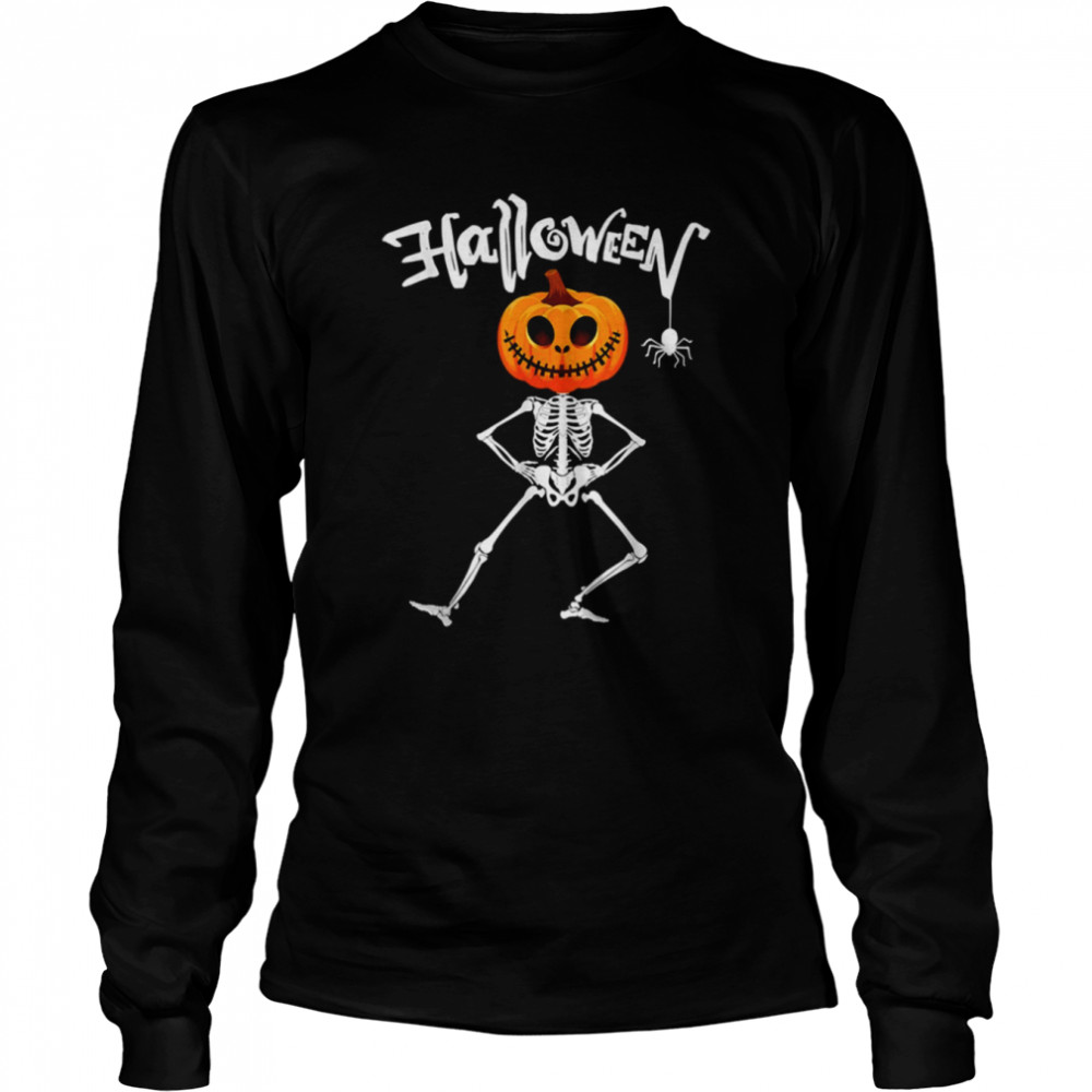 skeleton pumpkin head halloween scary shirt long sleeved t shirt