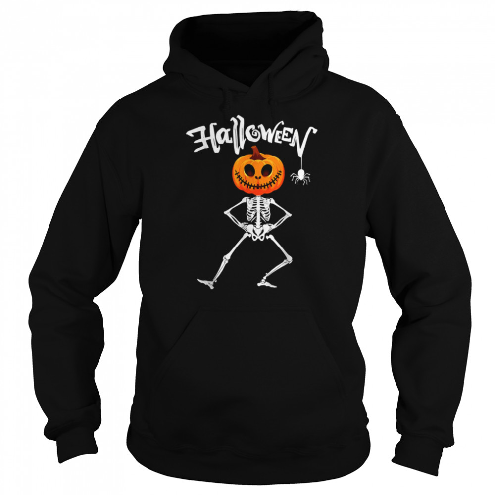 skeleton pumpkin head halloween scary shirt unisex hoodie
