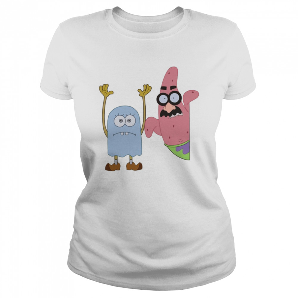 spongebob and patrick halloween graphic shirt classic womens t shirt