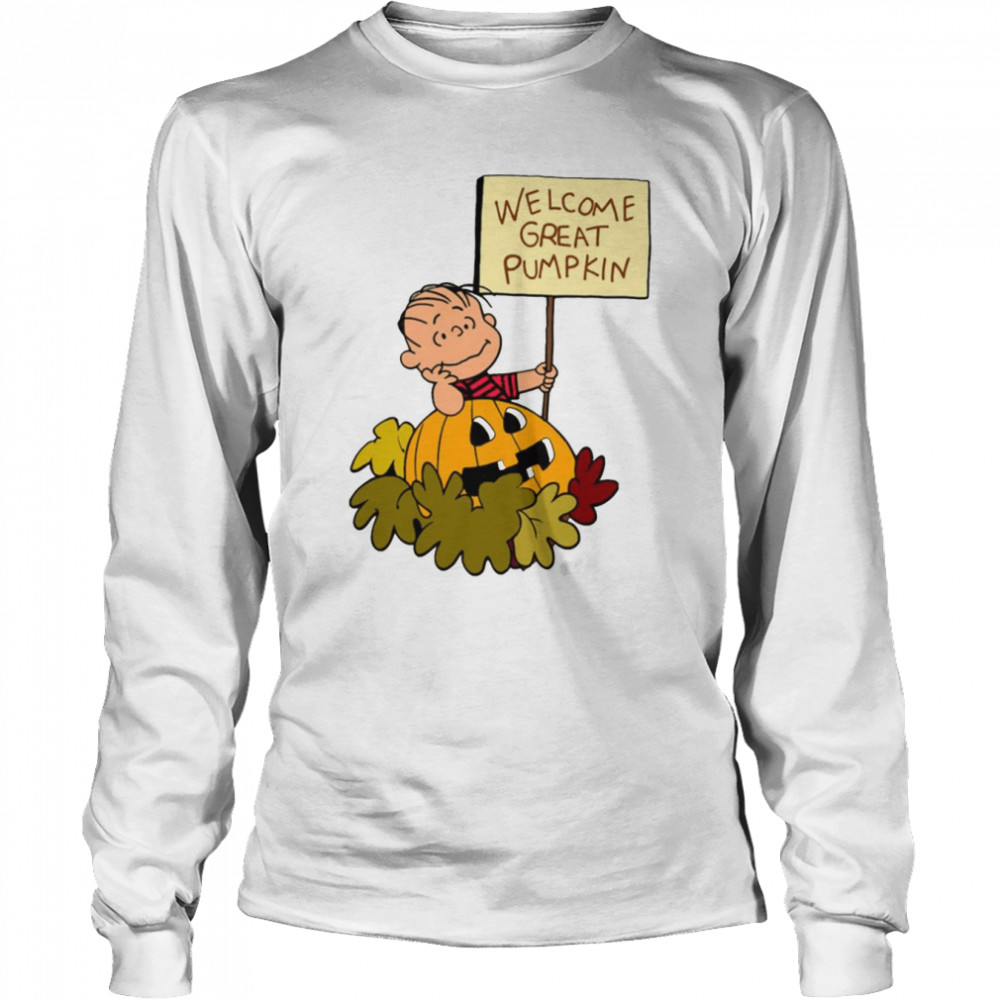 welcome great pumpkin halloween graphic shirt long sleeved t shirt