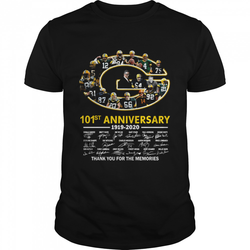 Green Bay Packers 101st Anniversary 1919 2020 Thank You For The Memories Signatures shirt Classic Men's T-shirt