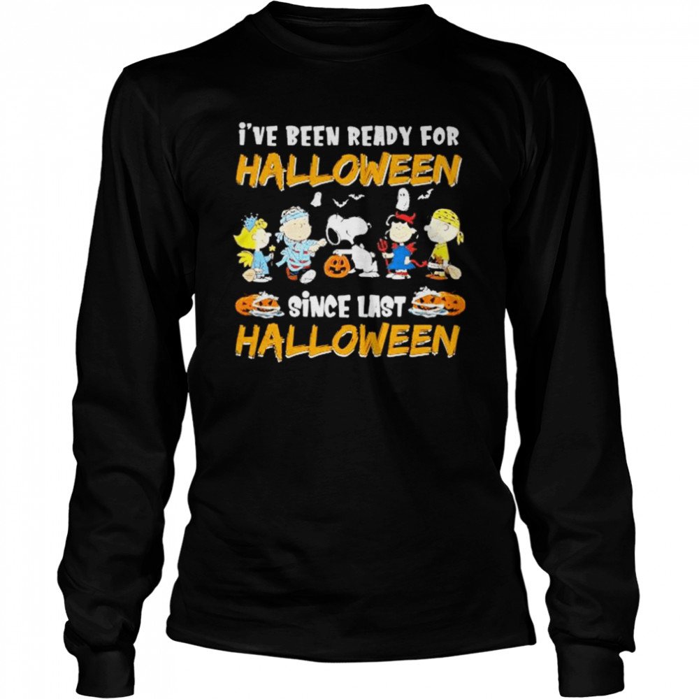 snoopy and peanuts friends ive been ready for halloween since last charlie brown halloween long sleeved t shirt