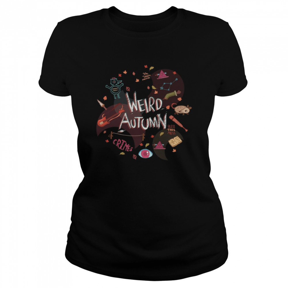 iconic symbols weird autumn pattern night in the woods shirt classic womens t shirt