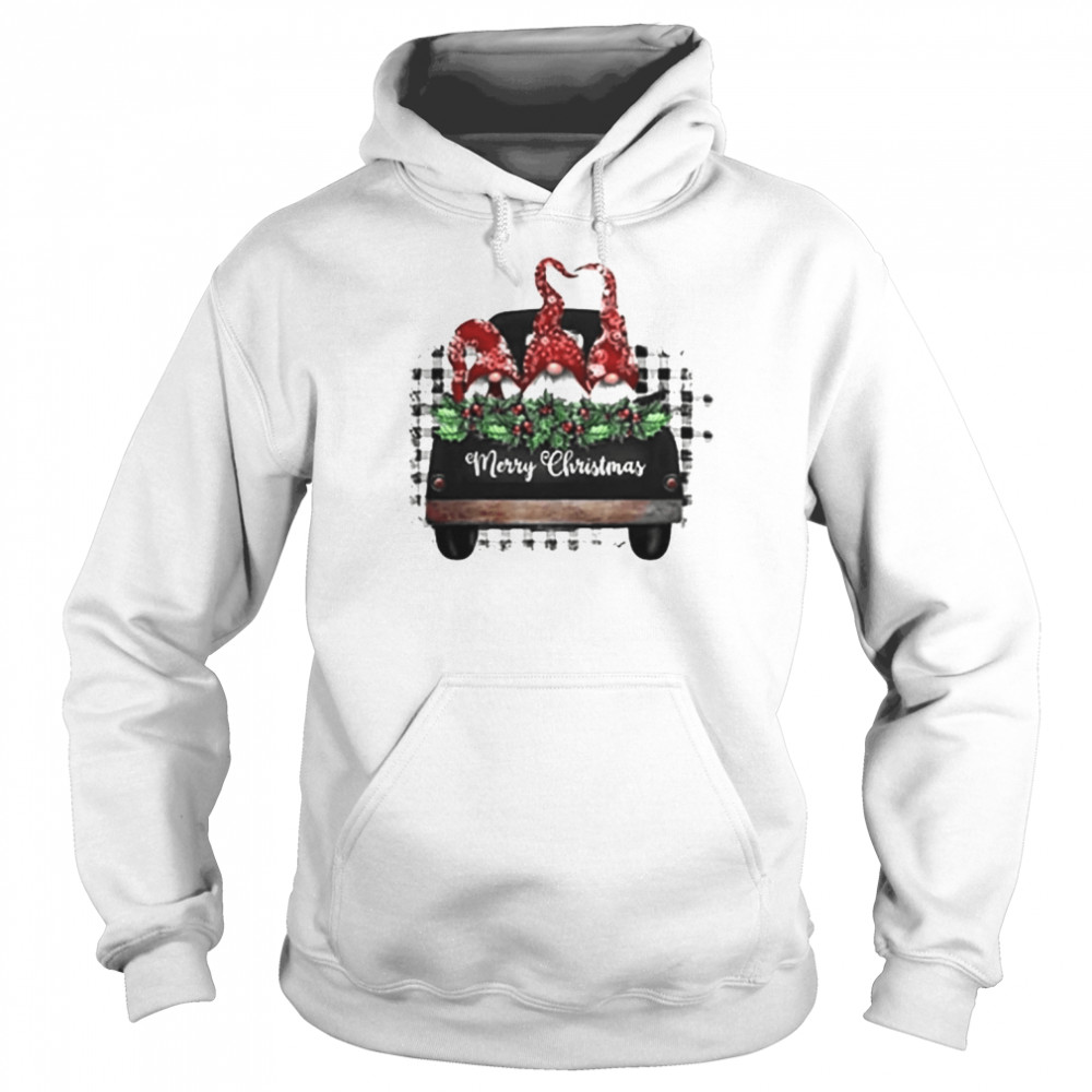 Merry Christmas Gnome Red Truck  Unisex Hoodie