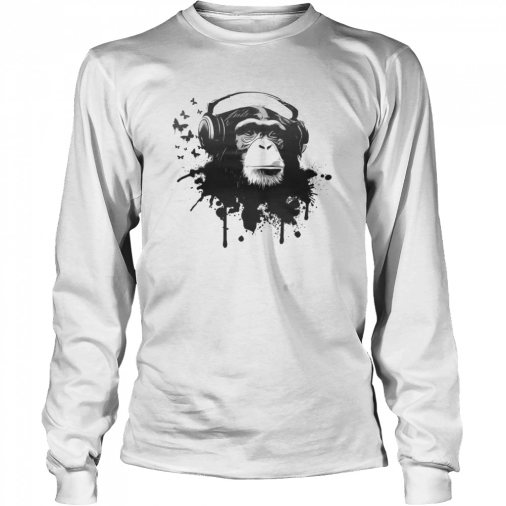 Monkey Headphones shirt Long Sleeved T-shirt