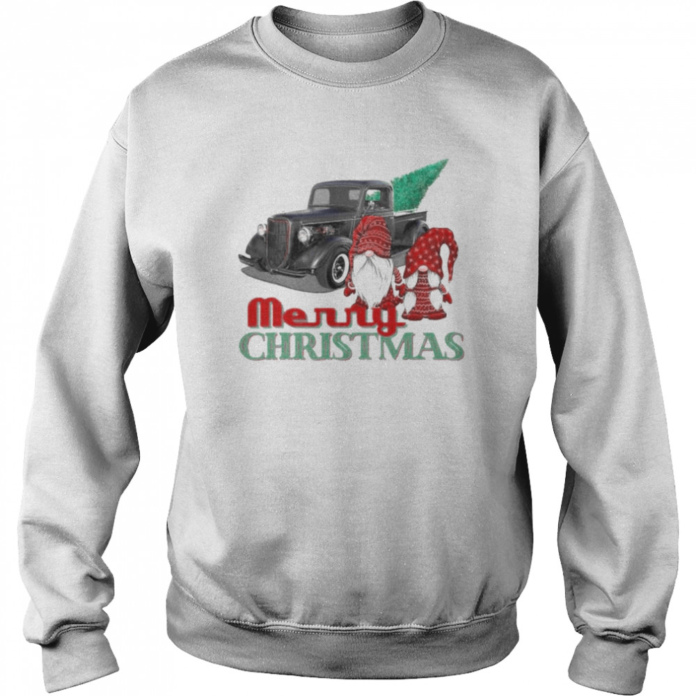 Vintage Merry Christmas Tree Gnome Retro Pickup Truck  Unisex Sweatshirt