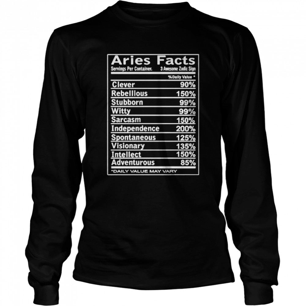 aries facts clever rebellious stubborn shirt long sleeved t shirt