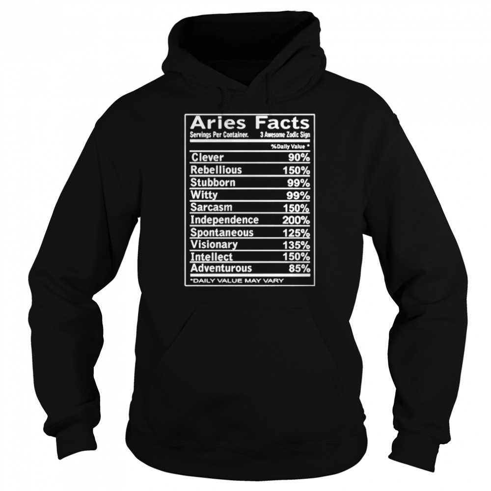 Aries facts clever rebellious stubborn shirt Unisex Hoodie