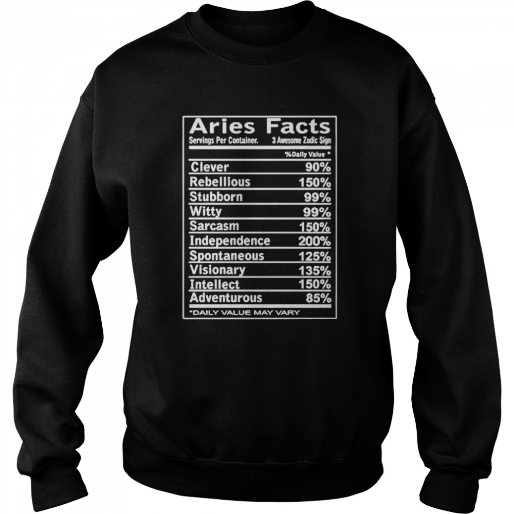 Aries facts clever rebellious stubborn shirt Unisex Sweatshirt