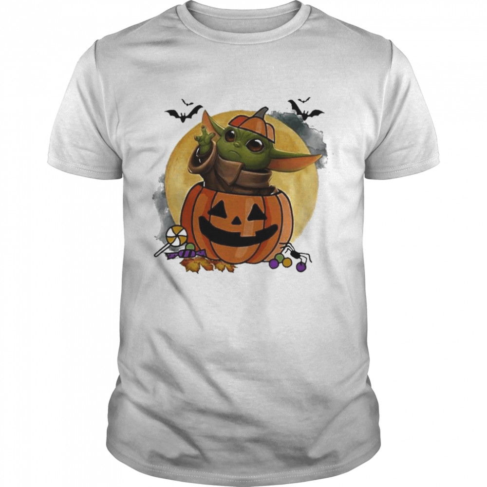 Baby Yoda Pumpkin Moon Halloween shirt