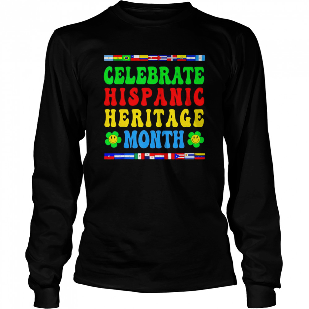 Celebrate Hispanic Heritage Month Latino Hippie Country Flag T- Long Sleeved T-shirt