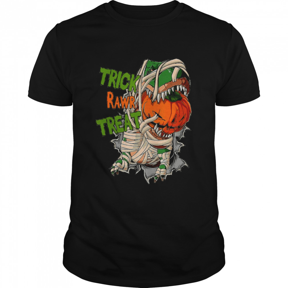 Jack O Lantern Dinosaur Mummy T Rex Halloween shirt