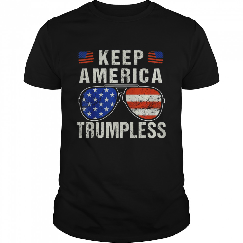 American Flag Sunglasses Keep America Trumpless  Classic Men's T-shirt