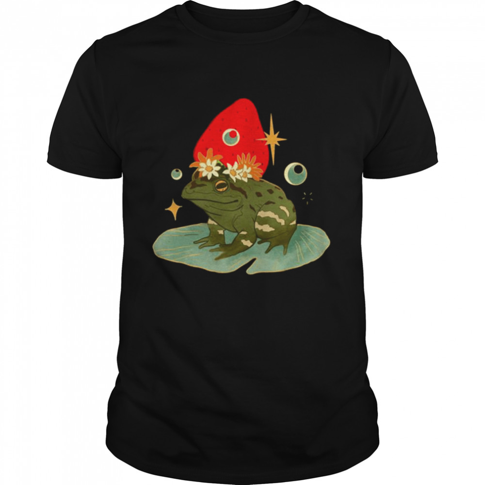 Animated Art Frog With A Strawberry Hat shirt Classic Men's T-shirt