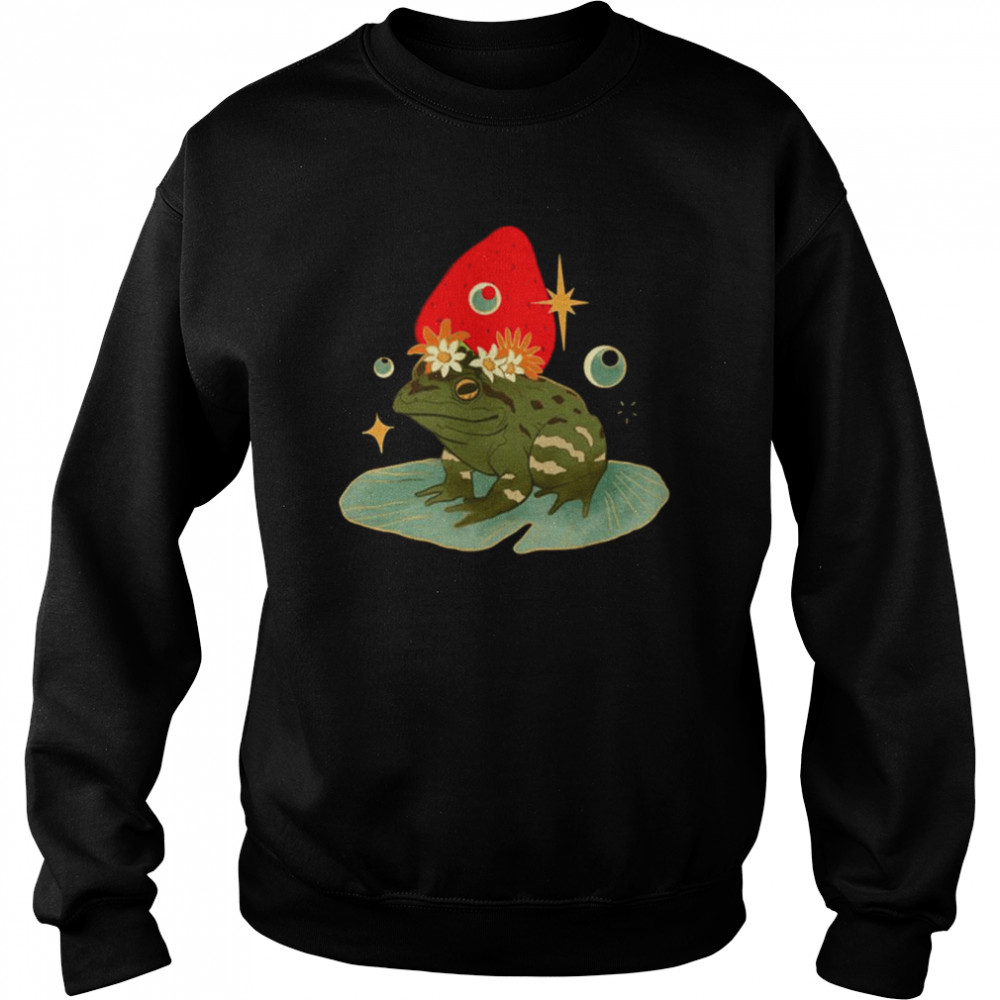 Animated Art Frog With A Strawberry Hat shirt Unisex Sweatshirt