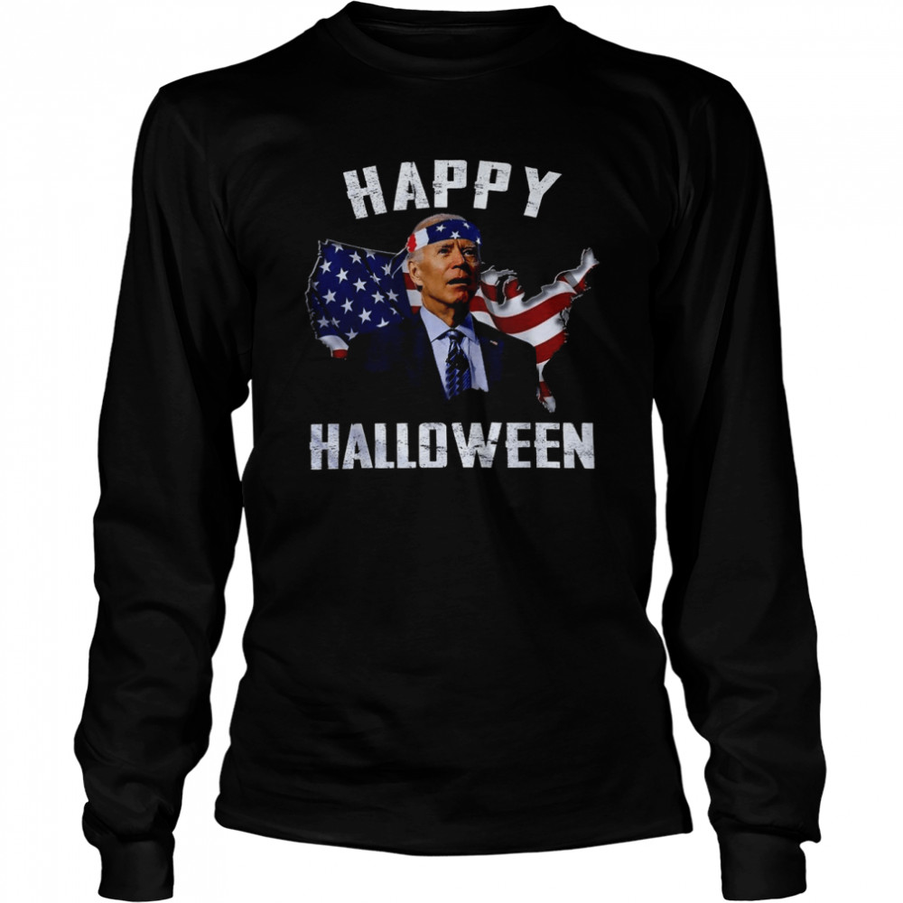 Joe Biden Happy Halloween American Flag 4Th Of July shirt Long Sleeved T-shirt